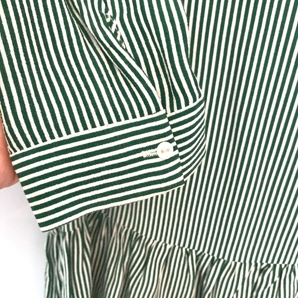 Zara Trafaluc Green/White V-Neck Peplum Blouse M - Picture 6 of 8